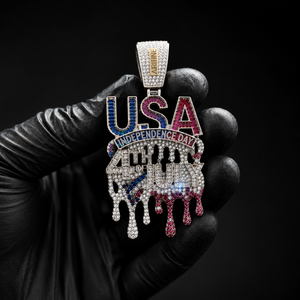 Colgante con Diseño del Día de la Bandera de EE. UU., 4 de Julio, con Cristales de Imitación, Estilo Hip Hop, Unisex, Joyería de Moda - Product Image 2