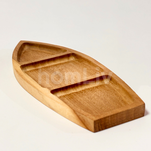 Bandeja de Servir Personalizada, Ecológica, de Madera de Teca Natural, en Forma de Barco, Segura para Alimentos, Sin Pintura ni Barniz, Halal - Product Image 4
