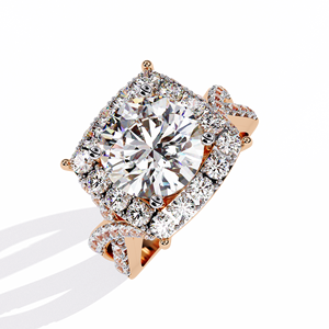 แหวนเพชรทรงกลมแบบไขว้ประดับเพชรแล็บโกรว์ 14k, 18k ทองคำแท้สั่งทำพิเศษในสีโรสโกลด์, ยีลโกลด์, ไวท์โกลด์ - Product Image 1