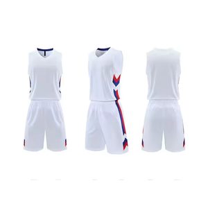 Conjunto de Uniforme de Baloncesto Personalizado Blanco, Rojo y Azul, Transpirable, de Secado Rápido, Jersey y Pantalones Cortos Sublimados, Ropa Deportiva para Equipos - Product Image 4