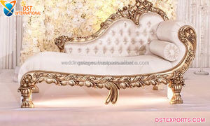 Chaise de mariage italienne en cuir, causeuse pour marié, canapé doré et argenté, vente en gros - Product Image 3