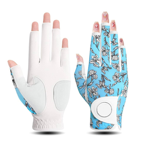Gants de golf mi-doigts personnalisés pour hommes, imperméables, en cuir véritable, avec fermeture auto-agrippante, fabrication directe d'usine au Pakistan - Product Image 4