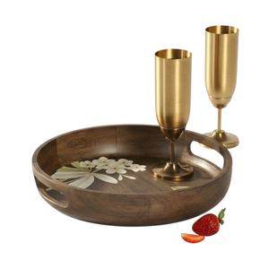 Plateau circulaire en bois, décoration de bureau élégante et accessoires parfaits pour organiser les fournitures de bureau, les articles de cuisine, la vaisselle de table - Product Image 3