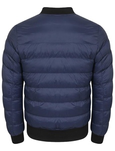 Wholesale Men's Blue Quilted Collared Puffer Bomber <b>Jacket</b> Sheep Fur Sportswear for Training and Jogging - Product Image 6