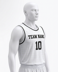 Ensemble de maillots de basket-ball personnalisés blanc et noir, nom de l'équipe 10, vêtements de sport sans manches pour hommes, évacuation de l'humidité, toutes saisons - Product Image 4