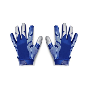 Custom Football Receiver <b>Gloves</b> Men's <b>Moisture</b> Wicking Sublimated Print Blue Polyester All Seasons American Football Apparel - Product Image 2