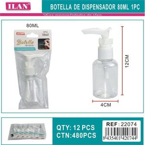 Flacone dispenser Iln da 80 ml con pompa in plastica trasparente per sapone o lozione - Product Image 3