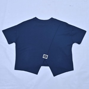 T-shirt court bleu marine pour femme, imprimé étoiles, col rond, manches courtes, décontracté, 100 % coton jersey respirant, coupe classique, printemps-été - Product Image 6