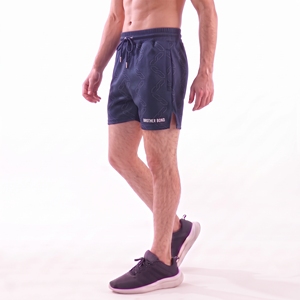 Pantalones cortos deportivos personalizados para hombre, color verde bosque, con cadena, sublimados, para gimnasio, entrenamiento, con abertura lateral y costura abierta. - Product Image 2