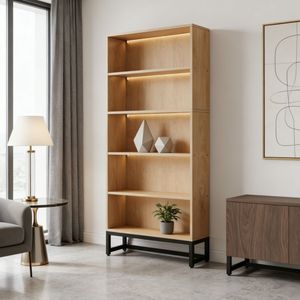 Libreria Alta in Legno dal Design Moderno, Scaffale a Scala per Soggiorno, Arredamento per Casa, Hotel e Supermercati - Product Image 3
