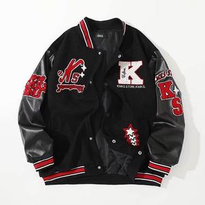 Rohzen Sports High Quality ODM OEM Customized Unisex Varsity Jacket Canvas Fabric Stand Collar <b>Drop</b> Shoulder Oversized - Product Image 4