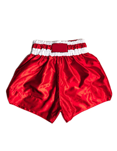 Black Satin Boxing Shorts with White Elastic Waistband Comfortable Polyester Quick Dry Muay Thai All Seasons <b>Training</b> Gear - Product Image 3