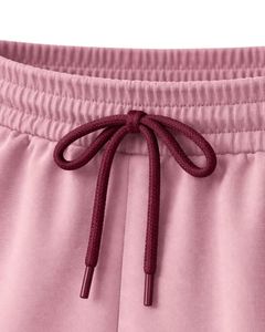 Shorts de détente pour femmes en rose poussière et bordeaux, taille élastique avec cordon de serrage, en coton et polyester doux, vêtements de nuit décontractés, shorts confortables pour l'été - Product Image 6