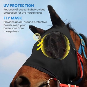 Wholesale Price Comfortable <b>Mesh</b> Horse Fly Mask Outdoor Riding Breathable Face Shield Anti <b>Insects</b> Visible Cover Ear Protection - Product Image 4