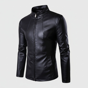 Veste d'hiver décontractée pour homme, 100% cuir, coupe-vent, écologique, antibactérienne, respirante, en toile, motif uni - Product Image 3
