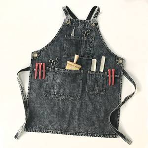 Tablier en toile à bretelles croisées en cuir réglables, avec logo personnalisé, pour uniforme professionnel de l'hôtellerie, avec poche pour outils de nettoyage, vêtement de personnel - Product Image 1