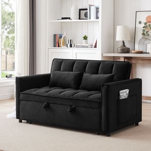 Divano Letto Moderno in Velluto da 55 Pollici, Convertibile 3-in-1 con Schienale Regolabile e Borsa Portaoggetti per Casa o Ufficio - Product Image 4