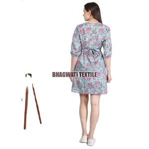 Robe longue indienne ethnique en coton à fleurs Style bohème avec bloc à la main Robes décontractées pour femmes - Product Image 3