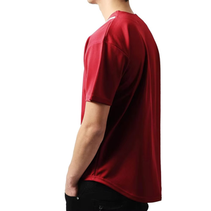 เสื้อเบสบอลสีแดงสำหรับผู้ชาย แขนสั้น ติดกระดุมด้านหน้า ผ้าโพลีเอสเตอร์ดูดซับความชื้น ทรงปกติ สีพื้น เหมาะสำหรับทุกฤดูกาล - Product Image 3