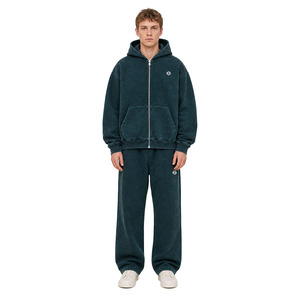 Ensembles de sweats à capuche zippés en molleton de coton épais, style vintage High Street, délavés à l'acide, pour hommes, vente en gros, streetwear oversize personnalisé - Product Image 1