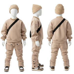 Wholesale Custom Printed Solid Maternity Kids Tracksuit Set Cotton Hooded Boys Girls Sportswear 2 Piece Children <b>Jogging</b> <b>Suits</b> - Product Image 1