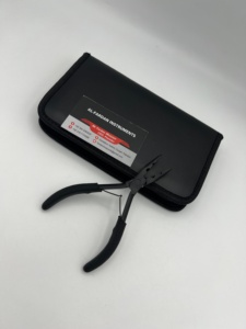 Pince à deux trous pour extensions de cheveux, couleur noir mat avec poignée en caoutchouc, en acier inoxydable, offre de marque privée avec étui en cuir personnalisé - Product Image 6