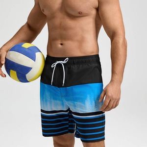 Shorts de plage en tissu peigné uni avec impression par sublimation personnalisée, poches, anti-plis, séchage rapide, élastiques, pour la natation - Product Image 4