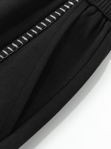 Men's Summer Contrast Color Topstitch Set Trendy Design Short Sleeve T-Shirt Shorts Casual Relaxed Style Complete 100% Cotton - Product Image 6