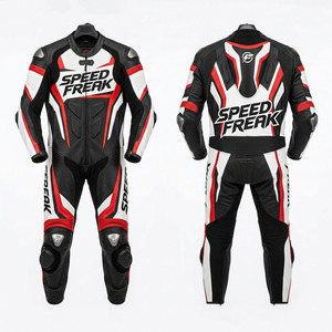 ชุดแข่งรถมอเตอร์ไซค์หนังแท้แบบชิ้นเดียวสำหรับผู้ชาย Speed Freak แขนยาว สีดำ ขาว แดง ระบายอากาศได้ดี พร้อมเกราะป้องกัน ใช้ได้ทุกฤดู - Product Image 2