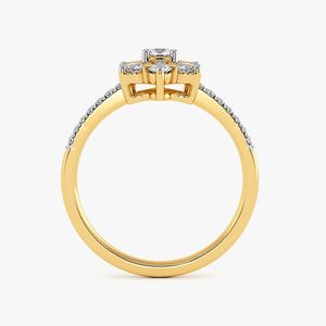 Yellow Gold Seven Stone Floral Cluster Lab Grown Diamond Ring - Product Image 4