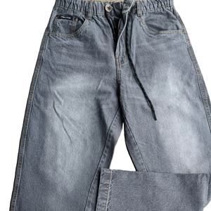 Denim décontracté femmes jean taille haute classique jambe large lâche déchiré pantalon Denim femmes jean genou déchirure Baggy jean - Product Image 6