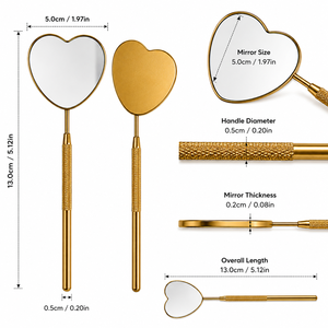 Heart Shape Handheld <b>Mirror</b> Gold Plated Metal Frame 3X <b>Magnifying</b> Single Side Desktop <b>Makeup</b> <b>Mirror</b> - Product Image 5