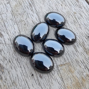 Hematite noire naturelle, cabochon de forme ovale, dos plat, qualité calibrée AAA, pierre précieuse lisse pour la fabrication de bijoux, toutes tailles - Product Image 2