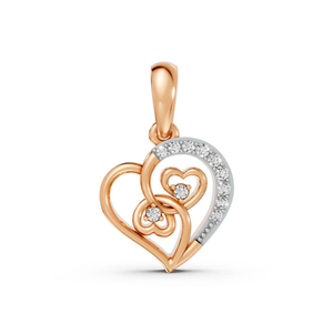 Lab Grown Diamond IGI Certified Double Heart Pendant 10K Yellow Gold Love <b>Necklace</b> for Women's Romantic Anniversary Party Gifts - Product Image 1