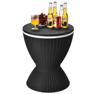 Tavolo Bar Refrigerante in Rattan da 8 Galloni con Secchiello per Ghiaccio Regolabile, Arredamento Pieghevole per Casa, Feste e Soggiorno - Product Image 3