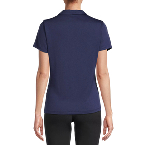 Polo Azul Marino para Mujer, Manga Corta, Color Sólido, Tejido de Punto Informal, Transpirable, Largo Regular - Product Image 5