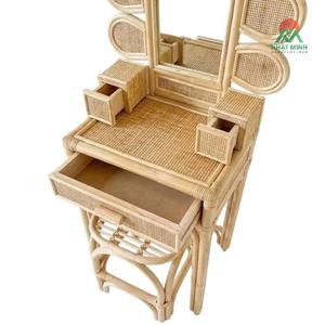 Nhat Minh Rattan <b>Dressing</b> <b>Table</b> With <b>Mirror</b> Tropical Style Bedroom <b>Vanity</b> Set Storage Drawer - Product Image 2