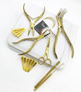 Cinta de acero inoxidable de grado quirúrgico chapado en oro en extensiones de cabello, alicates, juego de herramientas, logotipo personalizado, herramienta de microeslabones - Product Image 4