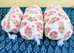 Low Moq Women's Fashion Customized Hand Block Printed Quilted Makeup Bag Cotton Fabric <b>Small</b> and Large MediumToiletry Bag Pouch - Product Image 2