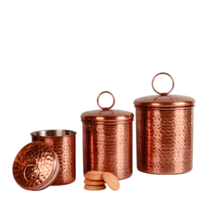 Set Of 4 pcs Canister Copper Food <b>Storage</b> <b>Containers</b> With Lids Airtight Cylinder Vintage Design <b>Kitchen</b> Minimalist Design - Product Image 3