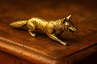 Canne de marche pliable créative en forme de tête de renard avec poignée en laiton gravée, en bois artisanal de style steampunk, pour usage quotidien, cadeau