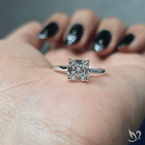 Bague de fiançailles et d'anniversaire tendance en or blanc 10K, avec diamant de laboratoire taille coussin de 2 carats, certifié IGI, style Cathédrale - Product Image 5
