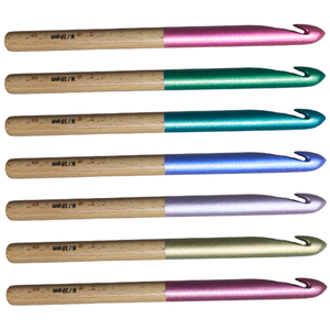 Aguja de ganchillo de madera ecológica con mango carbonizado de 3,0-10,0mm 12 tamaños Indskill de marca personalizada, gran oferta, aguja de tejer - Product Image 1