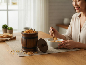 Récipient de stockage d'épices en bois avec couvercle, artisanal, hermétique, design classique, compatible lave-vaisselle, écologique, pour la cuisine - Product Image 4