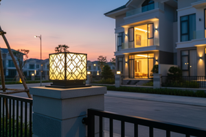Lámpara de Columna LED con Patrón Victoriano, Decoración Vietnamita CM, para Exteriores, Jardín, Villa, Negra, E27, IP65, Metálica, AC 220V (±10%) - Product Image 4