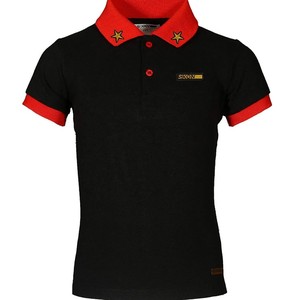 Polo décontracté pour garçon à manches courtes, col rond, en tissu tricoté, motif uni, technique délavée, modèle vierge - Product Image 3