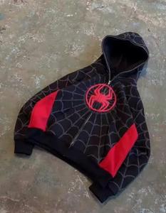 Custom Spider Web Full Zip Hoodie Men Women Streetwear Y2K Oversized Sweatshirt Hip Hop Superhero Cosplay Hooded <b>Jacket</b> Red - Product Image 5