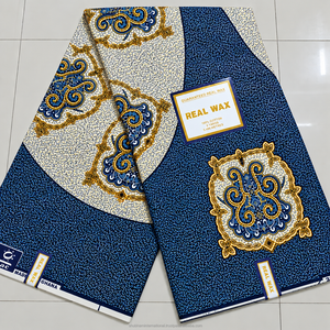Orange Brown Navy African Wax Print Ankara Fabric Paisley Pattern for Women Boys Toy Use in Dresses & Traditional Fashion - Product Image 3
