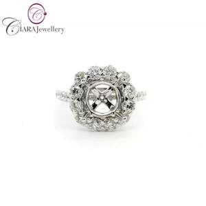 MEILLEUR MODÈLE ÉLÉGANT 18K AU750 CLASSIQUE HALO BLANC/JAUNE VÉRITABLE DIAMANT NATUREL UNIQUE BANDE FORME RONDE 2.00CT MONTAGE D'ANNEAU - Product Image 1