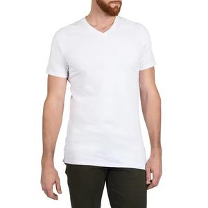 T-shirts en gros pour hommes à col en V, nouvelle collection, manches courtes, haute qualité, unis, vierges, personnalisables, 100 % coton tricoté - Product Image 4
